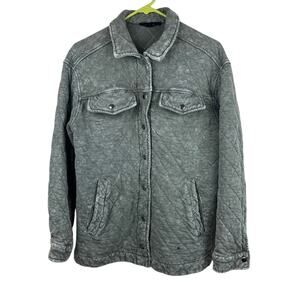 Jane + Delancey gray quilted button up shacket women's size small
